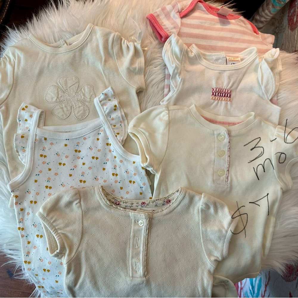 Cream and White Baby Onesies Set